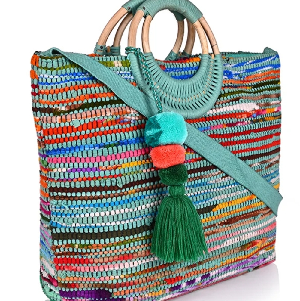 America and Beyond 🌊 Ocean Upcycled Woven Tote BEAUTIFUL!